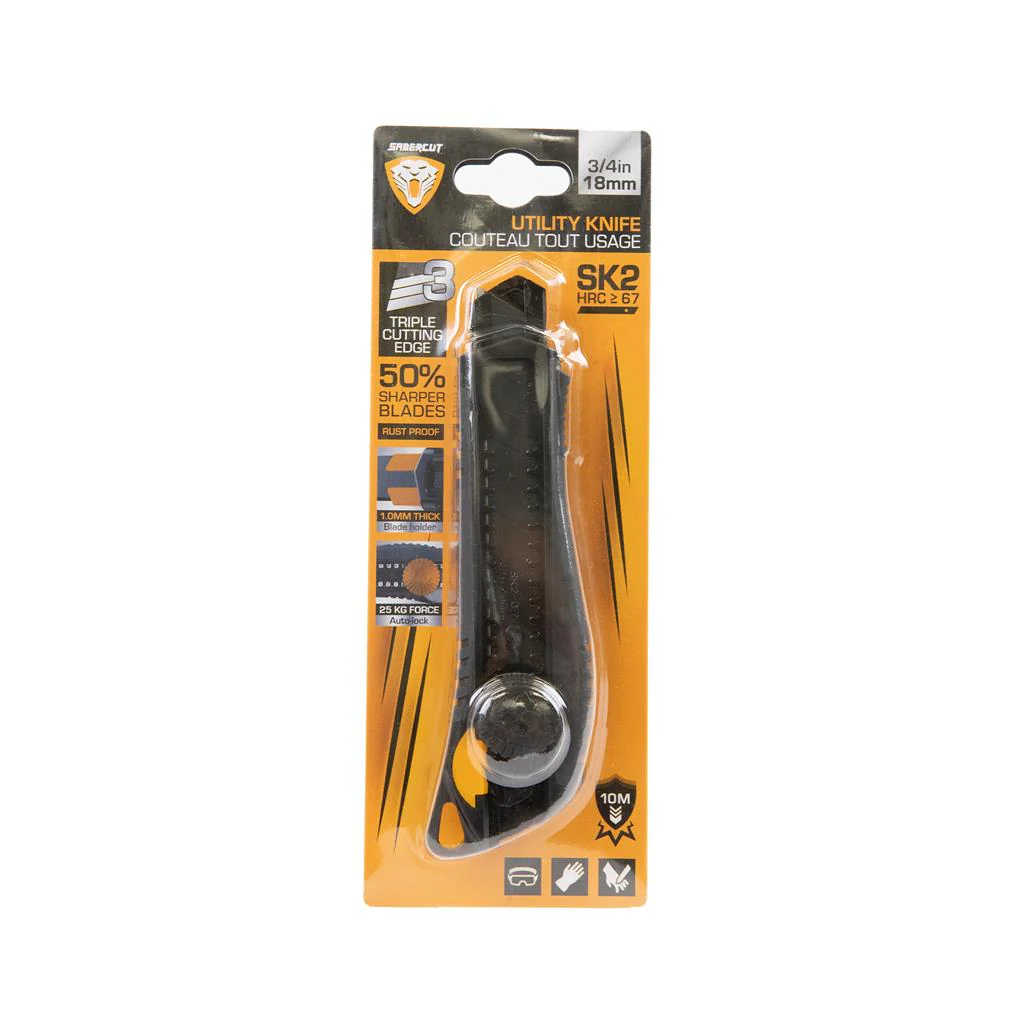 Sabercut 18mm Wheel-Lock Utility Knife - Image 4