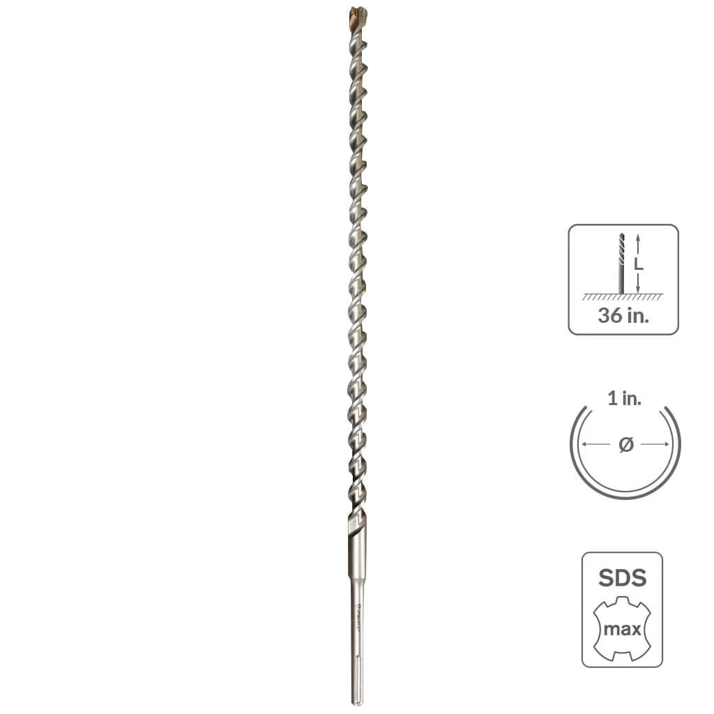 SABERCUT 1-3/4 in. x 36 in. SDS MAX 6-Cutter Carbide Tip Concrete & Rebar Hammer Drill Bit - Image 16