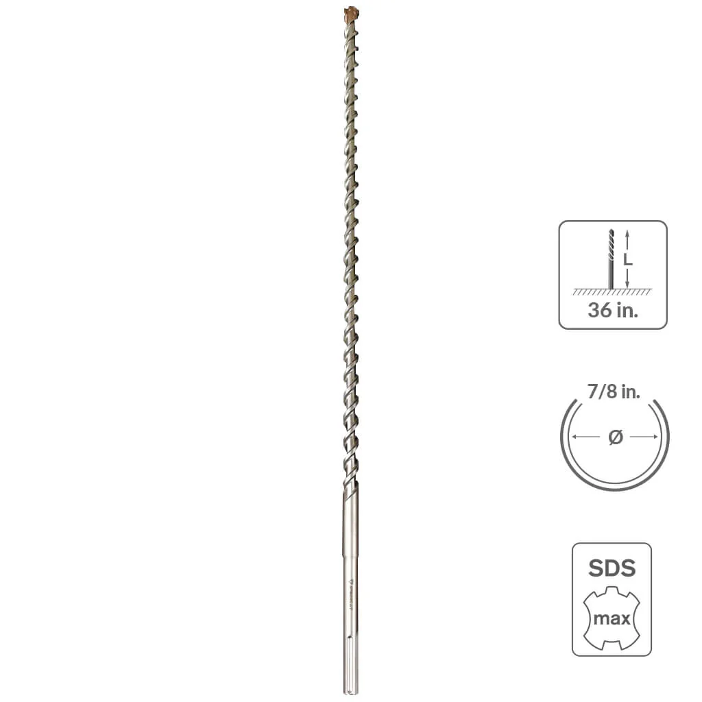 SABERCUT 1-3/4 in. x 36 in. SDS MAX 6-Cutter Carbide Tip Concrete & Rebar Hammer Drill Bit - Image 19