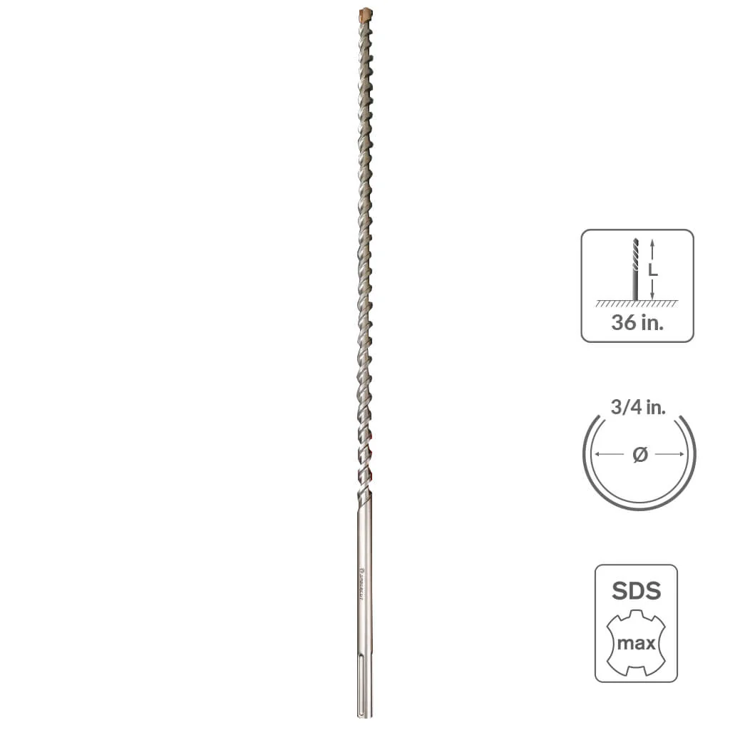 SABERCUT 1-3/4 in. x 36 in. SDS MAX 6-Cutter Carbide Tip Concrete & Rebar Hammer Drill Bit - Image 22