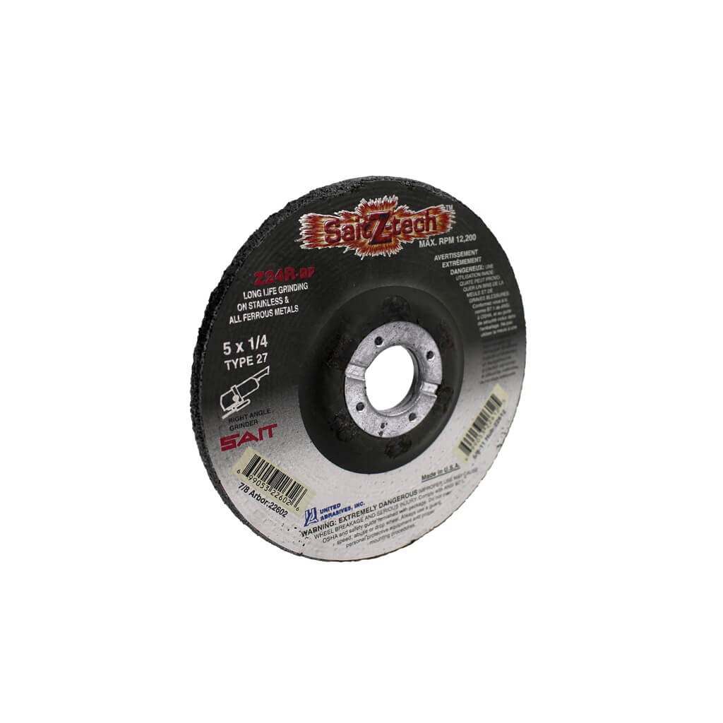 SAIT 22602 5 in. x 1/4 in. x 7/8 in. Z-TECH Z24R High Performance Type 27 Grinding Wheel For Metal a - Image 2