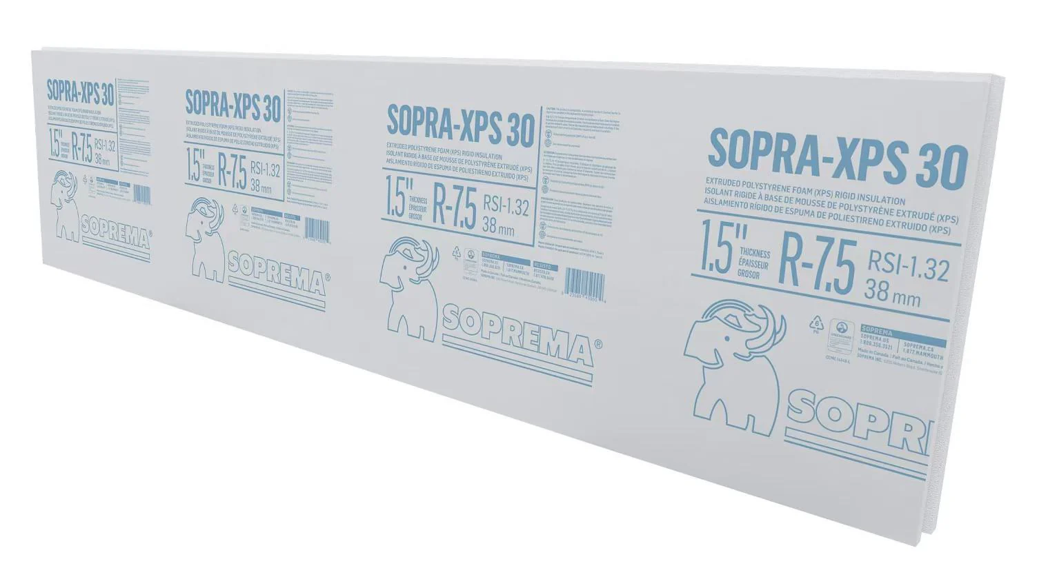 SOPRA XPS-30 1-1/2 in. x 24 in. x 96 in. Shiplap Four-Edge Extruded Polystyrene Rigid Insulation