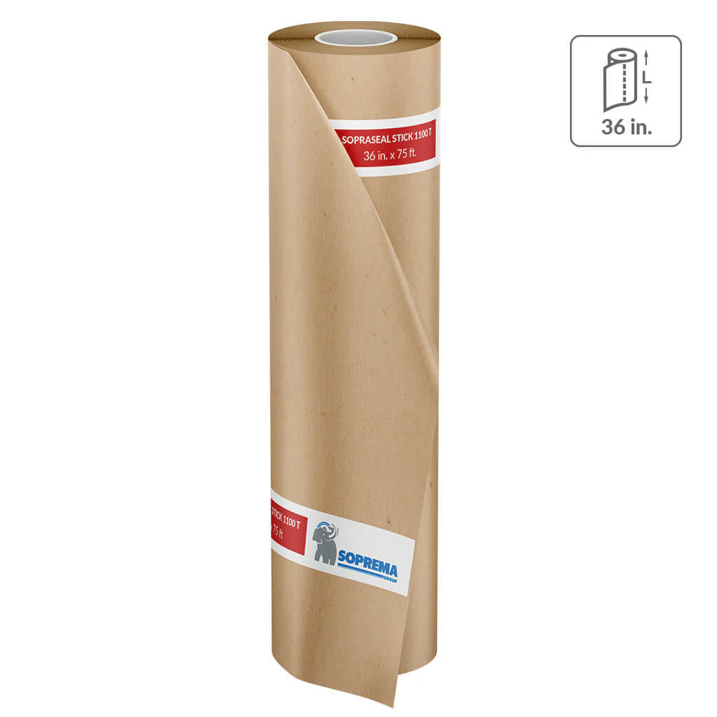 SOPREMA 14046 36 in. x 75 ft. SOPRASEAL STICK 1100TC Summer Grade Self-Adhesive Air and Vapor Barrier Flashing Membrane